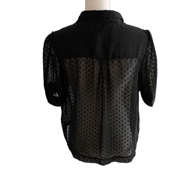 Louche Sheer Black Blouse Size 12 - Picture 4 of 6